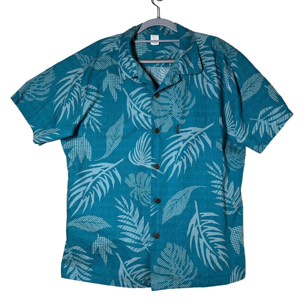 Palm Wave Hawaii Button Up Short Sleeve Shirt Floral Mens Size L Cotton